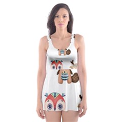 Cute-cartoon-boho-animals-seamless-pattern Skater Dress Swimsuit by uniart180623