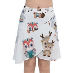 Cute-cartoon-boho-animals-seamless-pattern Chiffon Wrap Front Skirt by uniart180623