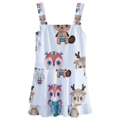 Cute-cartoon-boho-animals-seamless-pattern Kids  Layered Skirt Swimsuit by uniart180623