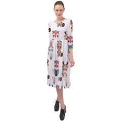 Cute-cartoon-boho-animals-seamless-pattern Ruffle End Midi Chiffon Dress by uniart180623