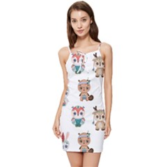 Cute-cartoon-boho-animals-seamless-pattern Summer Tie Front Dress by uniart180623