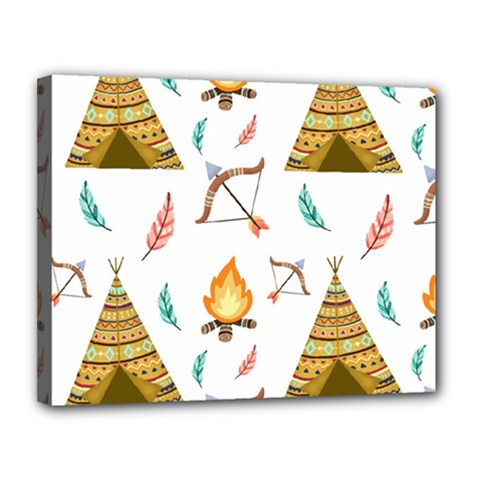 Cute-cartoon-native-american-seamless-pattern Canvas 14  X 11  (stretched)