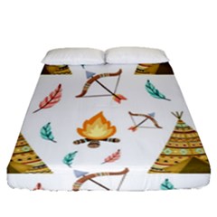 Cute-cartoon-native-american-seamless-pattern Fitted Sheet (queen Size) by uniart180623