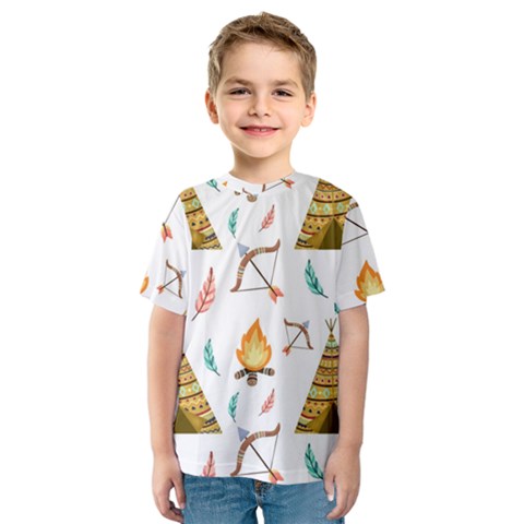 Cute-cartoon-native-american-seamless-pattern Kids  Sport Mesh Tee by uniart180623