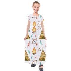 Cute-cartoon-native-american-seamless-pattern Kids  Short Sleeve Maxi Dress by uniart180623