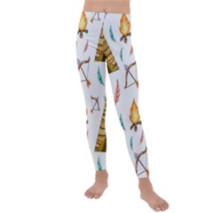 Cute-cartoon-native-american-seamless-pattern Kids  Lightweight Velour Leggings by uniart180623