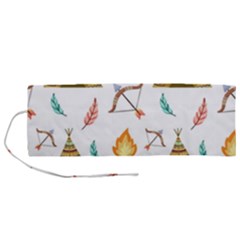 Cute-cartoon-native-american-seamless-pattern Roll Up Canvas Pencil Holder (m) by uniart180623