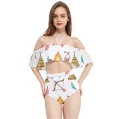 Cute-cartoon-native-american-seamless-pattern Halter Flowy Bikini Set  by uniart180623