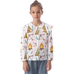 Cute-cartoon-native-american-seamless-pattern Kids  Peter Pan Collar Blouse by uniart180623