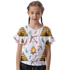 Cute-cartoon-native-american-seamless-pattern Kids  Cut Out Flutter Sleeves by uniart180623