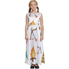 Cute-cartoon-native-american-seamless-pattern Kids  Satin Sleeveless Maxi Dress by uniart180623