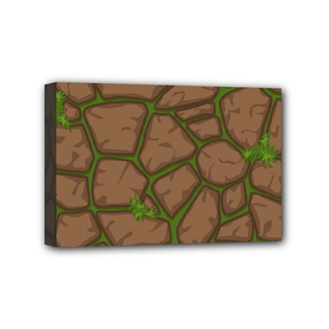 Cartoon-brown-stone-grass-seamless-background-texture-pattern Mini Canvas 6  X 4  (stretched) by uniart180623