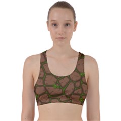 Cartoon-brown-stone-grass-seamless-background-texture-pattern Back Weave Sports Bra by uniart180623