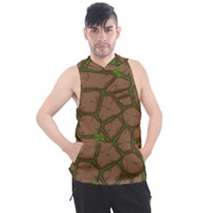 Cartoon-brown-stone-grass-seamless-background-texture-pattern Men s Sleeveless Hoodie by uniart180623