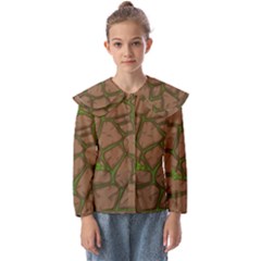 Cartoon-brown-stone-grass-seamless-background-texture-pattern Kids  Peter Pan Collar Blouse by uniart180623