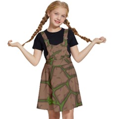 Cartoon-brown-stone-grass-seamless-background-texture-pattern Kids  Apron Dress by uniart180623