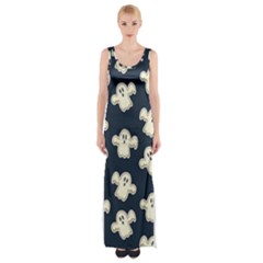 Hand-drawn-ghost-pattern Thigh Split Maxi Dress by uniart180623