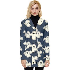 Hand-drawn-ghost-pattern Button Up Hooded Coat  by uniart180623