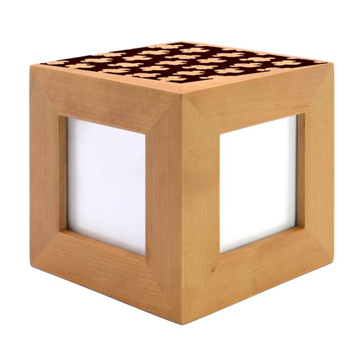 Hand-drawn-ghost-pattern Wood Photo Frame Cube