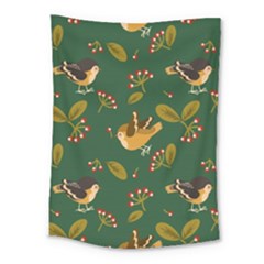 Cute-seamless-pattern-bird-with-berries-leaves Medium Tapestry by uniart180623