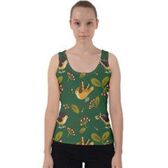 Cute-seamless-pattern-bird-with-berries-leaves Velvet Tank Top by uniart180623