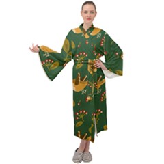 Cute-seamless-pattern-bird-with-berries-leaves Maxi Velvet Kimono by uniart180623