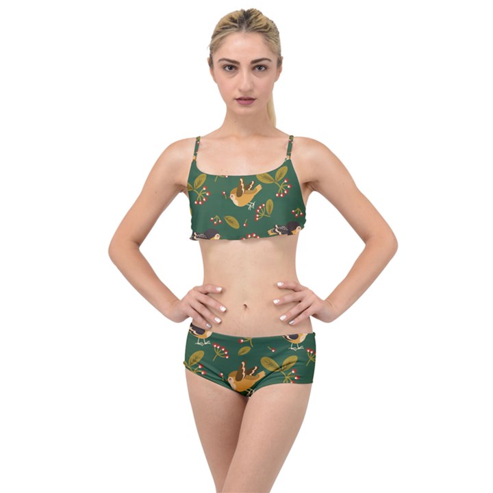 Cute-seamless-pattern-bird-with-berries-leaves Layered Top Bikini Set