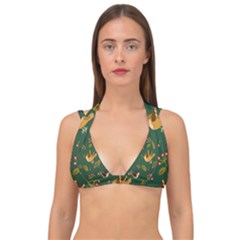 Cute-seamless-pattern-bird-with-berries-leaves Double Strap Halter Bikini Top by uniart180623