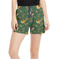 Cute-seamless-pattern-bird-with-berries-leaves Women s Runner Shorts by uniart180623