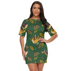 Cute-seamless-pattern-bird-with-berries-leaves Just Threw It On Dress by uniart180623