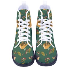 Cute-seamless-pattern-bird-with-berries-leaves Men s High-top Canvas Sneakers