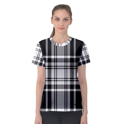 Pixel-background-design-modern-seamless-pattern-plaid-square-texture-fabric-tartan-scottish-textile- Women s Sport Mesh Tee by uniart180623