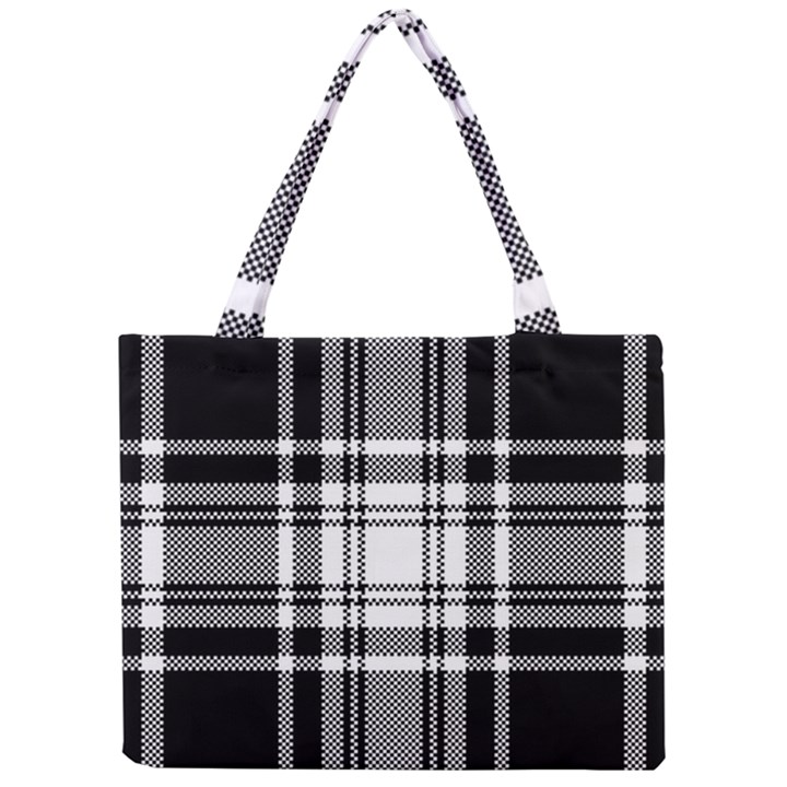 Pixel-background-design-modern-seamless-pattern-plaid-square-texture-fabric-tartan-scottish-textile- Mini Tote Bag