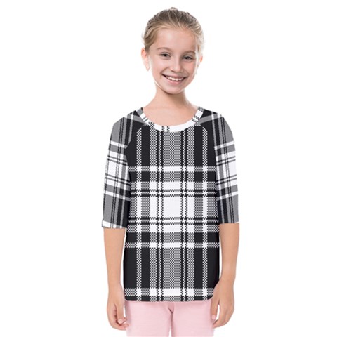 Pixel-background-design-modern-seamless-pattern-plaid-square-texture-fabric-tartan-scottish-textile- Kids  Quarter Sleeve Raglan Tee by uniart180623