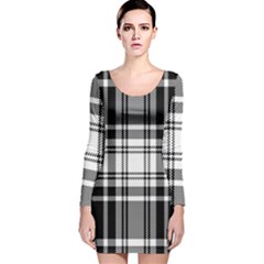 Pixel-background-design-modern-seamless-pattern-plaid-square-texture-fabric-tartan-scottish-textile- Long Sleeve Velvet Bodycon Dress