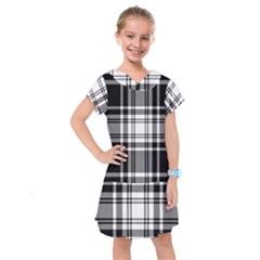 Pixel-background-design-modern-seamless-pattern-plaid-square-texture-fabric-tartan-scottish-textile- Kids  Drop Waist Dress by uniart180623