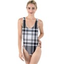 Pixel-background-design-modern-seamless-pattern-plaid-square-texture-fabric-tartan-scottish-textile- High Leg Strappy Swimsuit View1