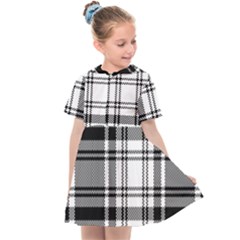 Pixel-background-design-modern-seamless-pattern-plaid-square-texture-fabric-tartan-scottish-textile- Kids  Sailor Dress by uniart180623