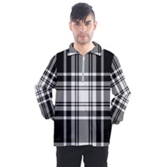 Pixel-background-design-modern-seamless-pattern-plaid-square-texture-fabric-tartan-scottish-textile- Men s Half Zip Pullover