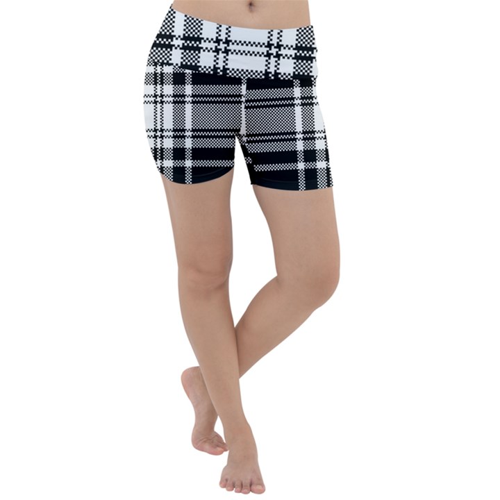 Pixel-background-design-modern-seamless-pattern-plaid-square-texture-fabric-tartan-scottish-textile- Lightweight Velour Yoga Shorts