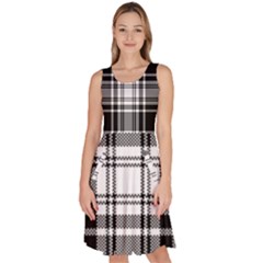 Pixel-background-design-modern-seamless-pattern-plaid-square-texture-fabric-tartan-scottish-textile- Knee Length Skater Dress With Pockets