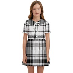 Pixel-background-design-modern-seamless-pattern-plaid-square-texture-fabric-tartan-scottish-textile- Kids  Sweet Collar Dress by uniart180623