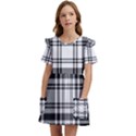 Pixel-background-design-modern-seamless-pattern-plaid-square-texture-fabric-tartan-scottish-textile- Kids  Frilly Sleeves Pocket Dress View1