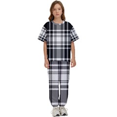 Pixel-background-design-modern-seamless-pattern-plaid-square-texture-fabric-tartan-scottish-textile- Kids  Tee And Pants Sports Set by uniart180623