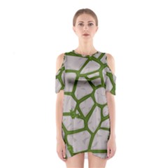 Cartoon-gray-stone-seamless-background-texture-pattern Green Shoulder Cutout One Piece Dress by uniart180623