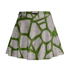 Cartoon-gray-stone-seamless-background-texture-pattern Green Mini Flare Skirt by uniart180623