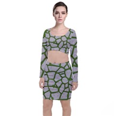 Cartoon-gray-stone-seamless-background-texture-pattern Green Top And Skirt Sets by uniart180623