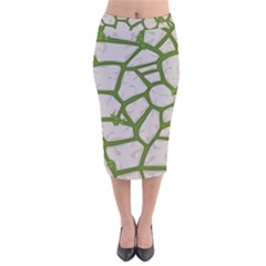 Cartoon-gray-stone-seamless-background-texture-pattern Green Velvet Midi Pencil Skirt by uniart180623