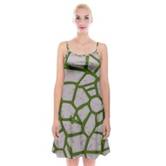 Cartoon-gray-stone-seamless-background-texture-pattern Green Spaghetti Strap Velvet Dress by uniart180623