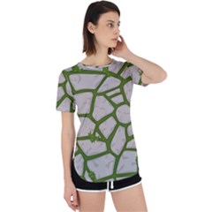 Cartoon-gray-stone-seamless-background-texture-pattern Green Perpetual Short Sleeve T-shirt by uniart180623